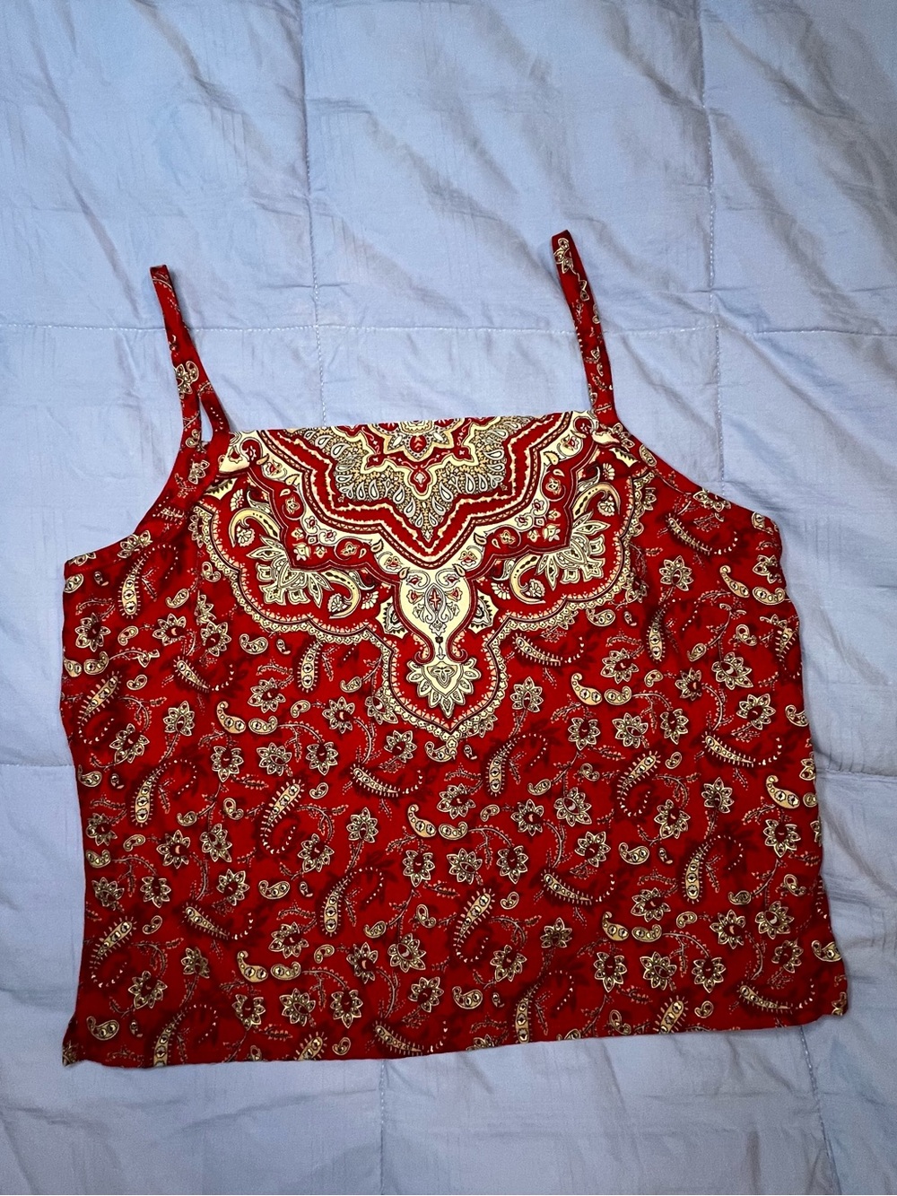 Vintage Liz Claiborne Red Paisley-Print Spaghetti Strap Camisole
